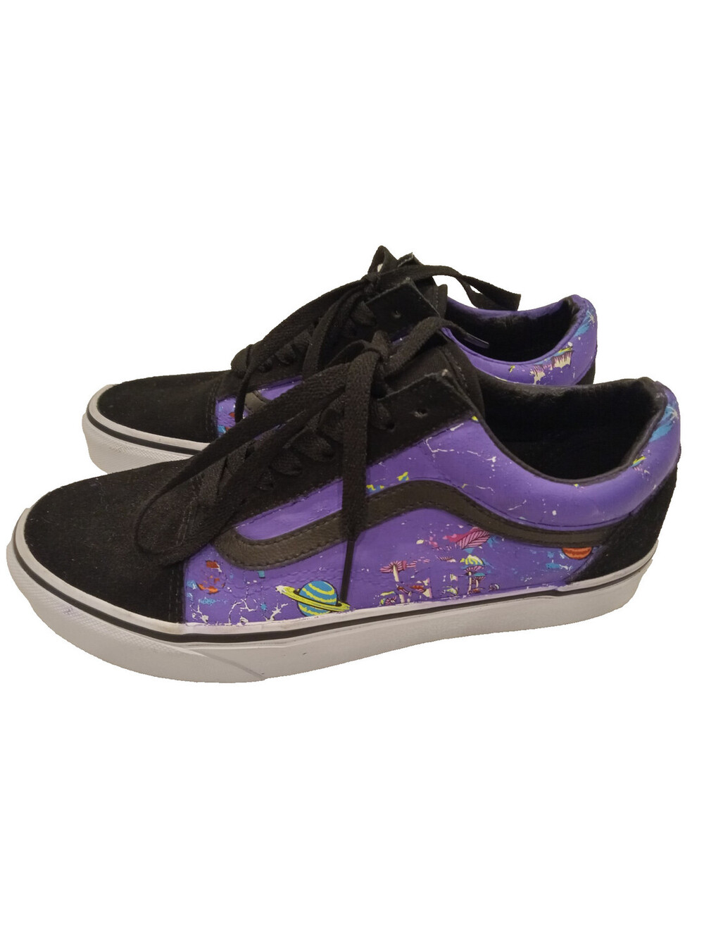Vans Old Skool Psychedelic Space Sneakers Womens Size 8 Purple Cosmic Glow In Da